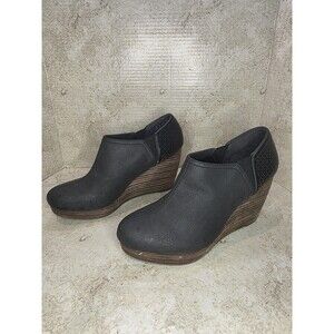 Dr Scholl's Harlow Wedge Booties Women Sz 9.5M Casual Almond Toe Platform Heel